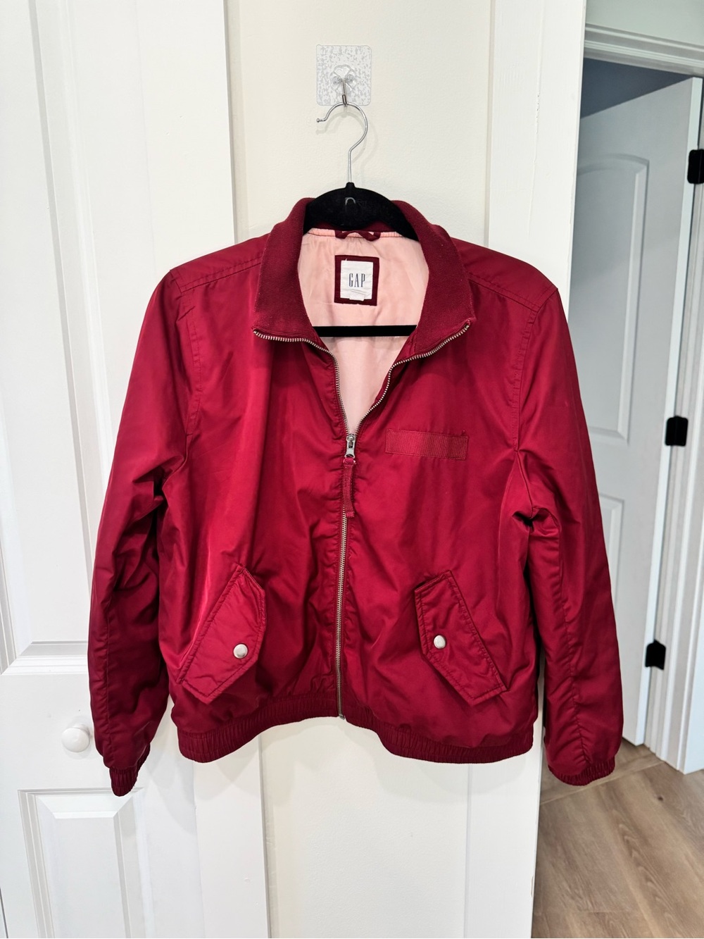 GAP Women's Cherry Red Bomber Jacket